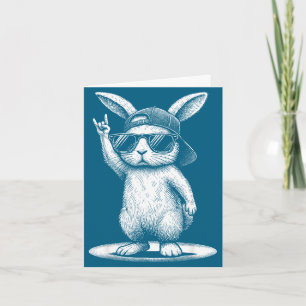 Retro rabbit rock music bunny men kids women card