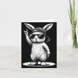Retro rabbit rock music bunny men kids women card