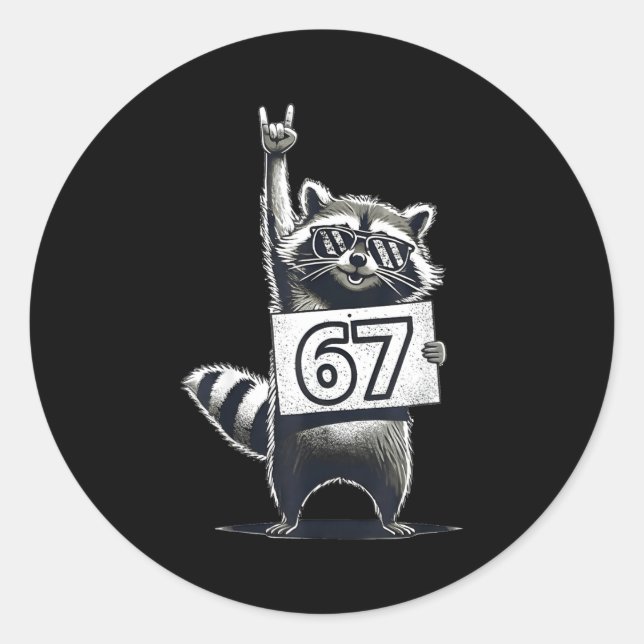 Retro Raccoon 67 Shirts Rock Music Men Kids Women  Classic Round Sticker (Front)