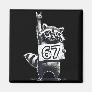 Retro Raccoon 67 Shirts Rock Music Men Kids Women Magnet