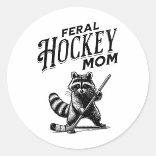 Retro Raccoon Feral Hockey Mom Hockey Player Trash Classic Round Sticker