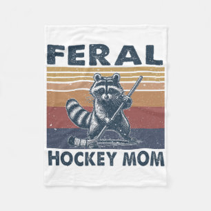 Retro Raccoon Feral Hockey Mom Hockey Player Trash Fleece Blanket