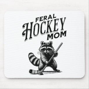 Retro Raccoon Feral Hockey Mom Hockey Player Trash Mouse Pad