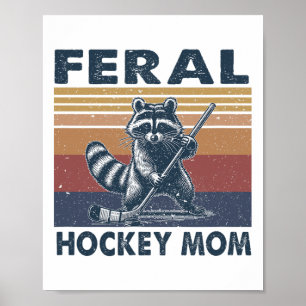 Retro Raccoon Feral Hockey Mom Hockey Player Trash Poster