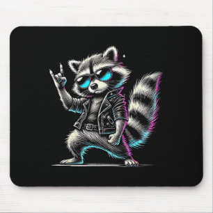 Retro Raccoon Rock Music Funny Gift For Men Women  Mouse Pad