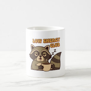 Retro Raccoon Tired Vibes White Mug
