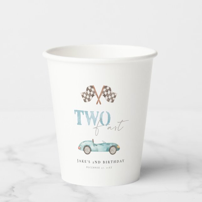 Retro Race Car Birthday Paper Cups (Front)