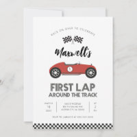 Retro Race Car First Lap Around the Track Birthday