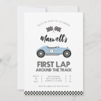 Retro Race Car First Lap Around the Track Birthday