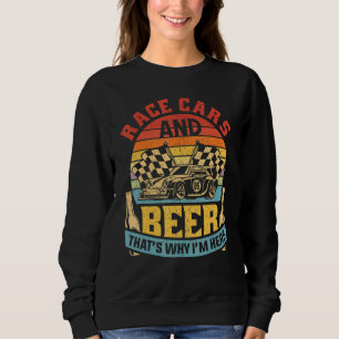 Retro Race Car For Chequered Flag Fast Cars Beer R Sweatshirt