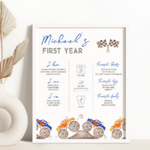 Retro Race Car Milestone Table Sign