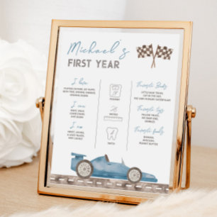 Retro Race Car Milestone Table Sign