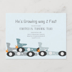 Retro Racing Cars Moon Stars Birthday Party   Postcard