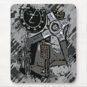 Retro Racing - grey splatter Mouse Pad