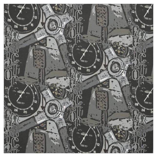 Retro Racing Oldtimer Details Graphic Design Fabric (Swatch)