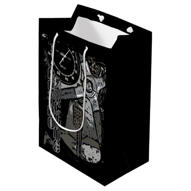Retro Racing Oldtimer Details Graphic Design Medium Gift Bag (Front Angled)