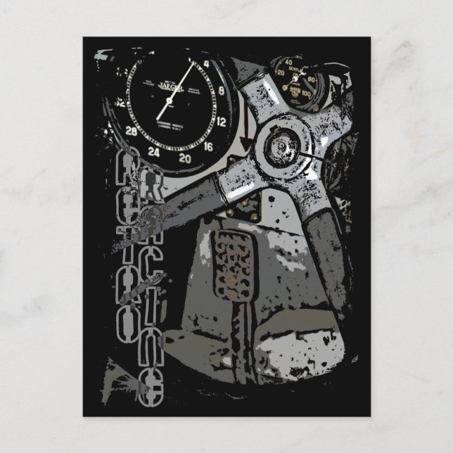 Retro Racing Oldtimer Details Graphic Design Postcard (Front)