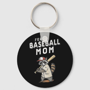 Retro Racoon Feral Baseball Mum Trash Panda Sport Key Ring