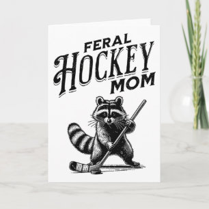 Retro Racoon Feral Hockey Mum Hockey Player Trash Card