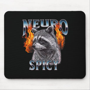 Retro Racoon Neuro Spicy Neurotypical Neurodivers Mouse Pad