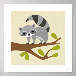Retro Racoon Poster Print