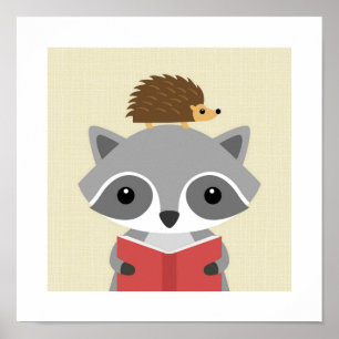 Retro Racoon Poster Print
