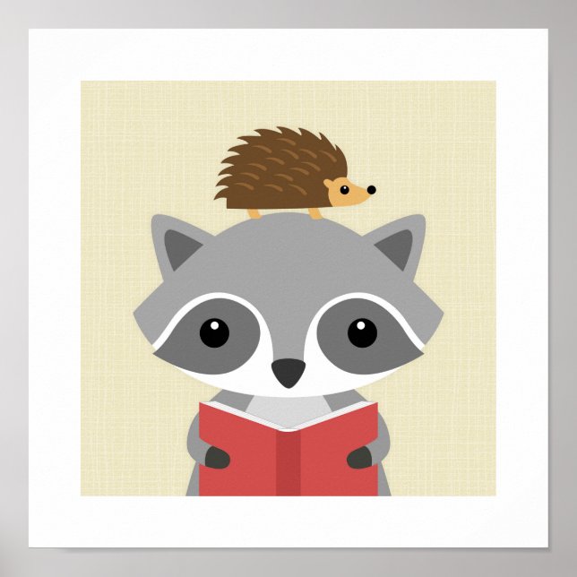 Retro Racoon Poster Print (Front)