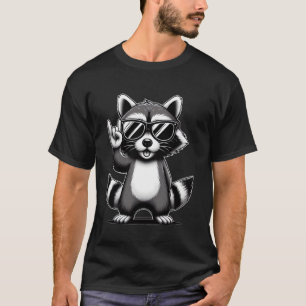 Retro Racoon Rock Music Idea Men Kids Women Funny T-Shirt