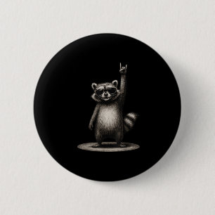 Retro Racoon Rock On Music Funny Gifts Men Women 6 Cm Round Badge