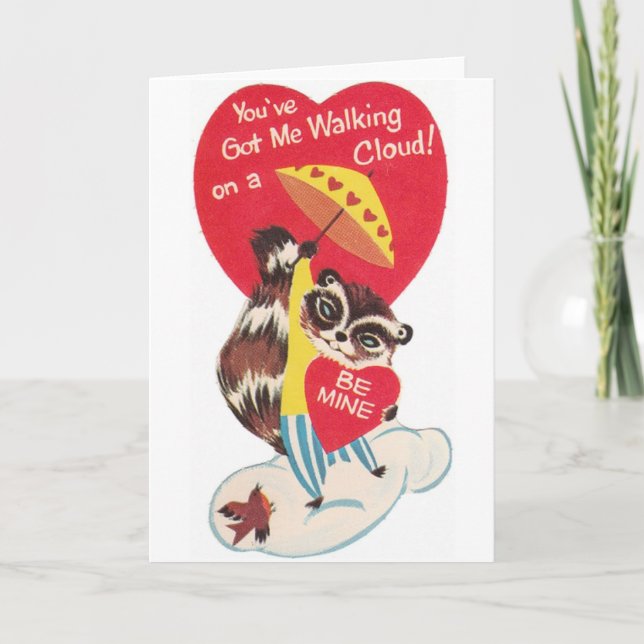 Retro Racoon Valentine's Day Card (Front)