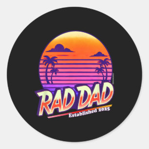 Retro Rad Dad Fathers Day Vintage Vibes Cool Love  Classic Round Sticker