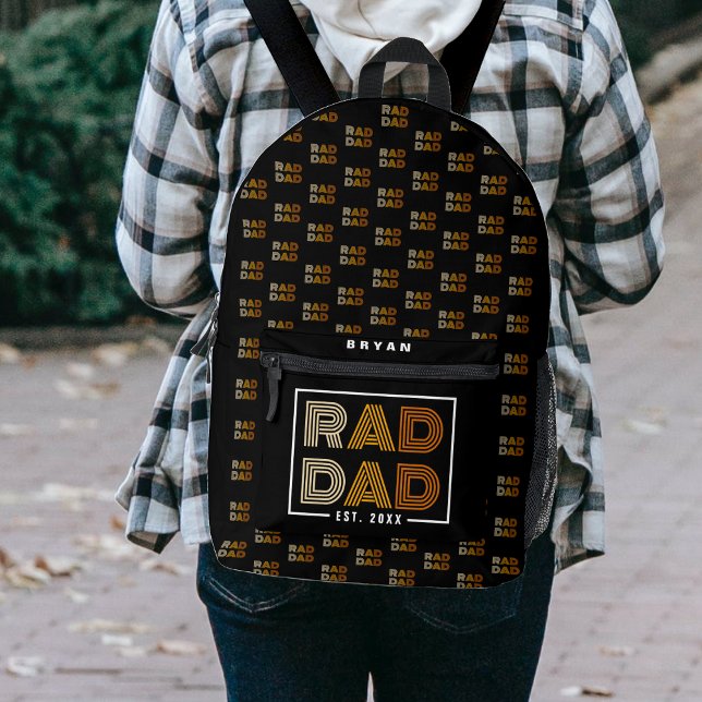 Retro Rad Dad Pattern Black Printed Backpack (Retro Rad Dad Pattern Black Printed Backpack
)