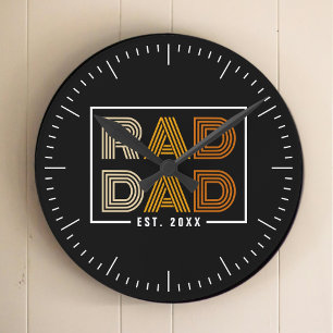 Retro Rad Dad Round Clock
