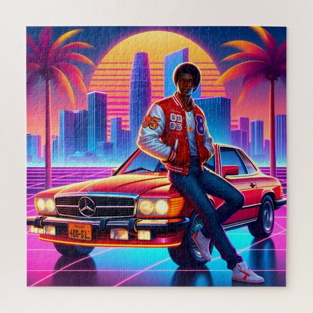 Retro Radiance: Neon Nostalgia Jigsaw Puzzle (Vertical)