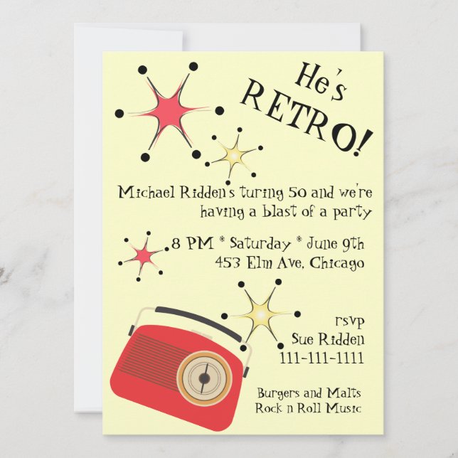 Retro Radio Birthday Invitation (Front)