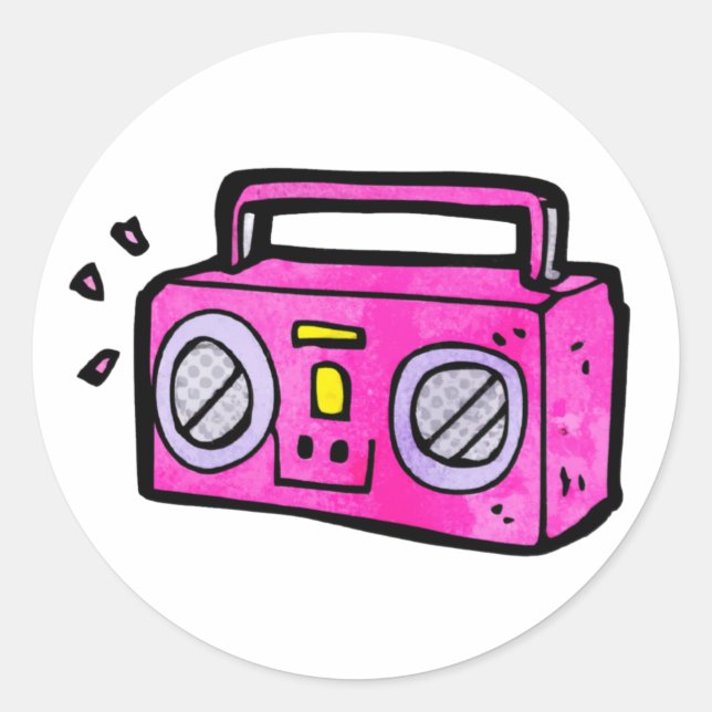 Retro Radio Boombox Classic Round Sticker (Front)