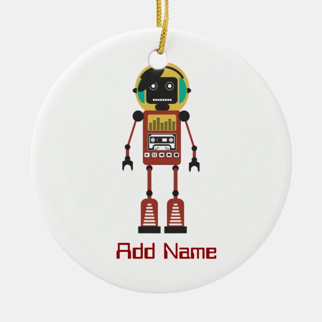 Retro Radio Robot Ceramic Ornament (Front)