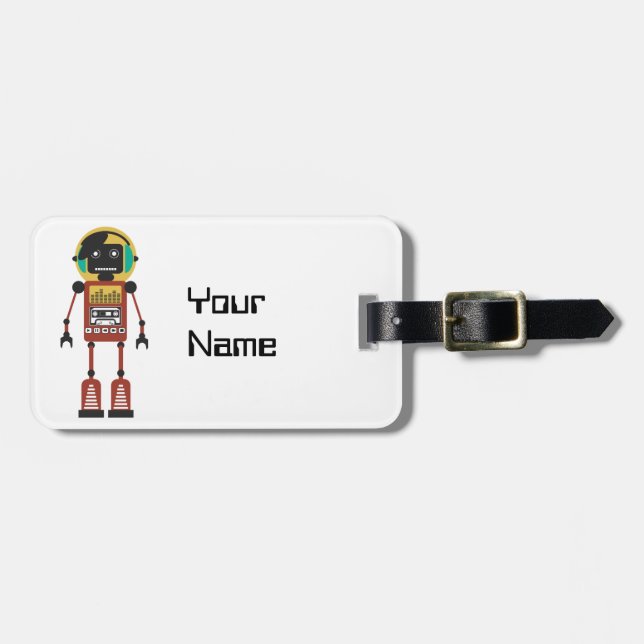 Retro Radio Robot Luggage Tag (Front Horizontal)