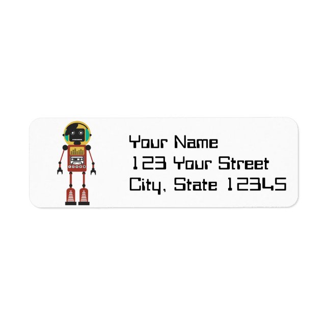 Retro Radio Robot Return Address Label (Front)