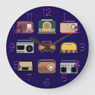 retro radios elegant vintage dj music large clock