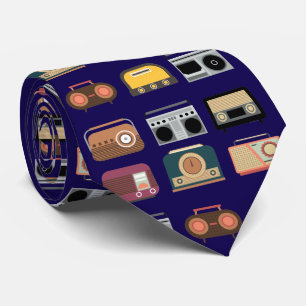 retro radios elegant vintage dj music tie