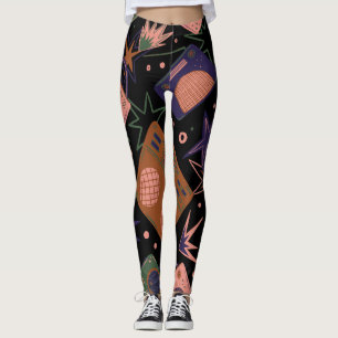 Retro radios, tape recorders pattern. leggings