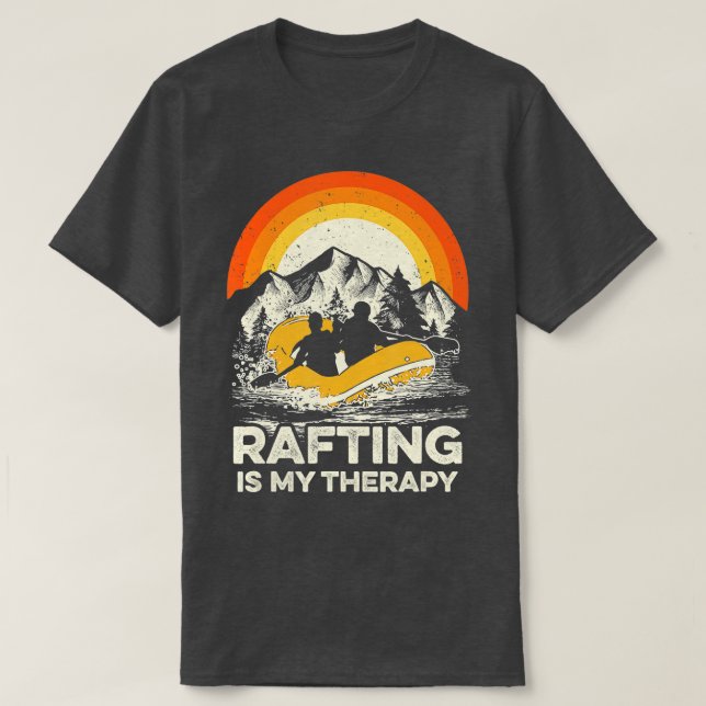 Retro Rafting is My herapy Whitewater  T-Shirt (Design Front)