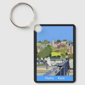 Retro Railway Style Poster of Hythe Kent England Key Ring