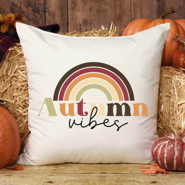 Retro Rainbo Autumn Vibes Plaid Fun Fall  Cushion (Creator Uploaded)