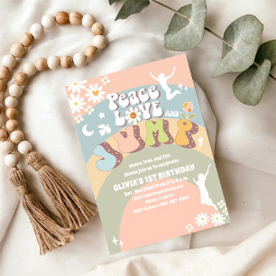 Retro Rainbow 1st Birthday Invitation