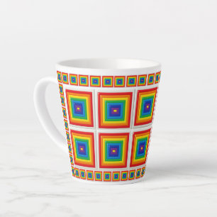 Retro Rainbow 3D Square Latte Mug