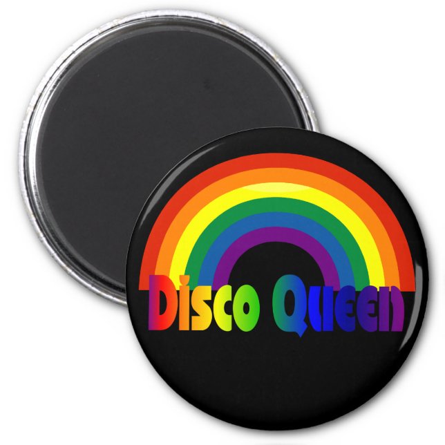Retro Rainbow 80s Disco Queen Magnet (Front)