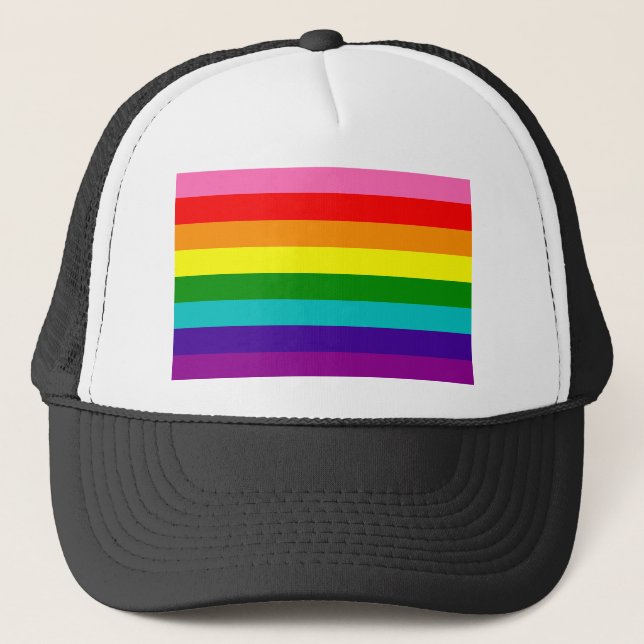 Retro Rainbow 8 Pride Trucker Hat (Front)