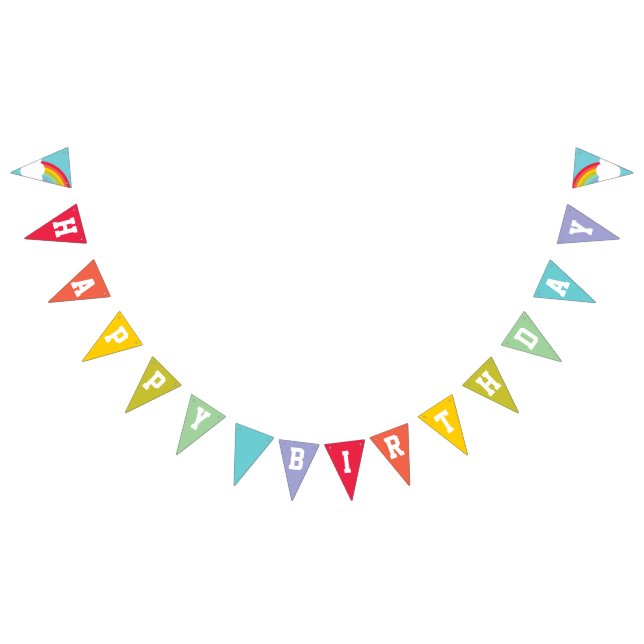 Retro Rainbow and Clouds Happy Birthday Bunting (All)